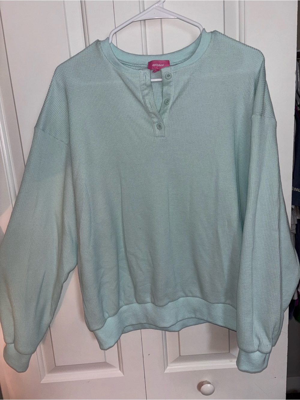 Edikted teal/mint green waffle knit sweater size medium